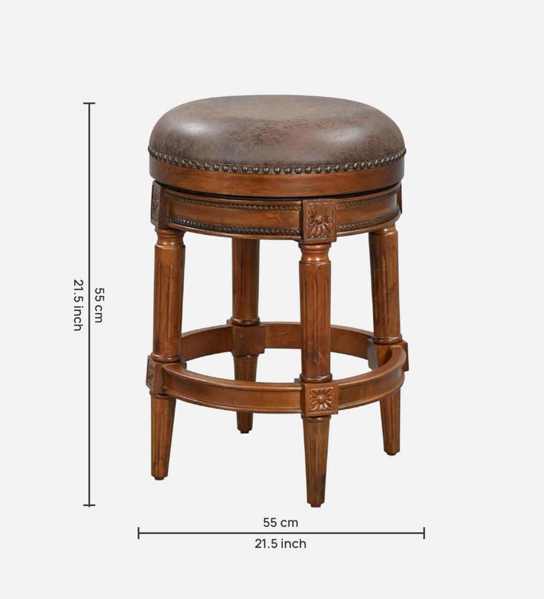 Epoch Style Accent Handmade Teak Wood Pouffe Ottoman Stool (Honey Finish) - Image 4