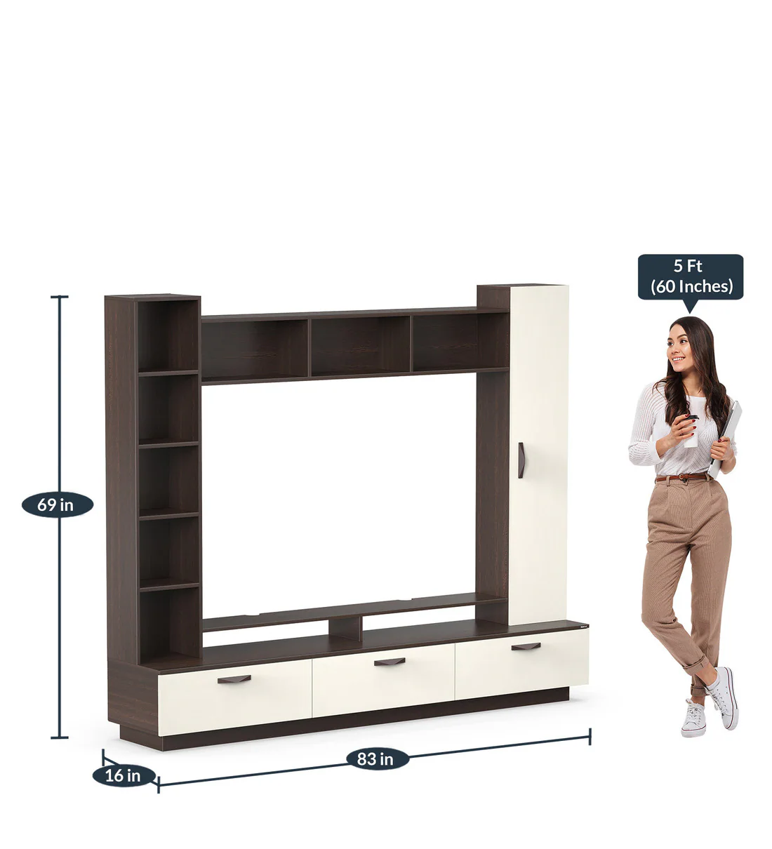 Fenily Wooden Rectangular TV Unit (Wenge Finish 65") - Image 3