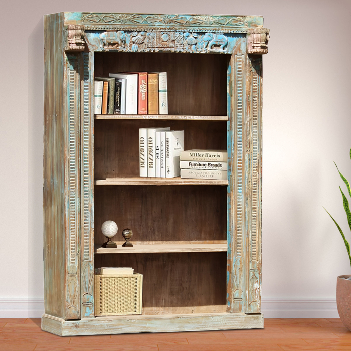 Marijus Handmade Teak Wood Bookshelf Rack for Library Home or Office