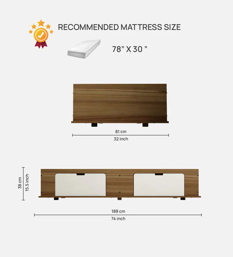 Gusto Handmade Rectangular Teak Wood Storage Diwan Bed Wood Diwan with Spacious Storage for Living Room & Bedroom ( White & Brown ) - Image 5