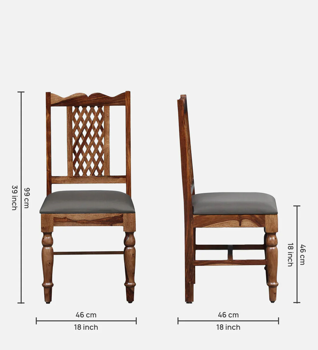 Natural Art & Crafts Krisa Scratch Design Handmade Teak Wood Dining Chair Modern Design, Perfect for Dining Room or Kitchen (Rustic Teak Finish) - Image 4