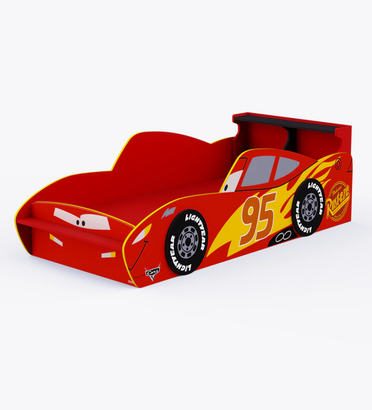 Car Design Plush Look Teak Wood Kids Bed for Girls and Boys ( Red ) - Image 3