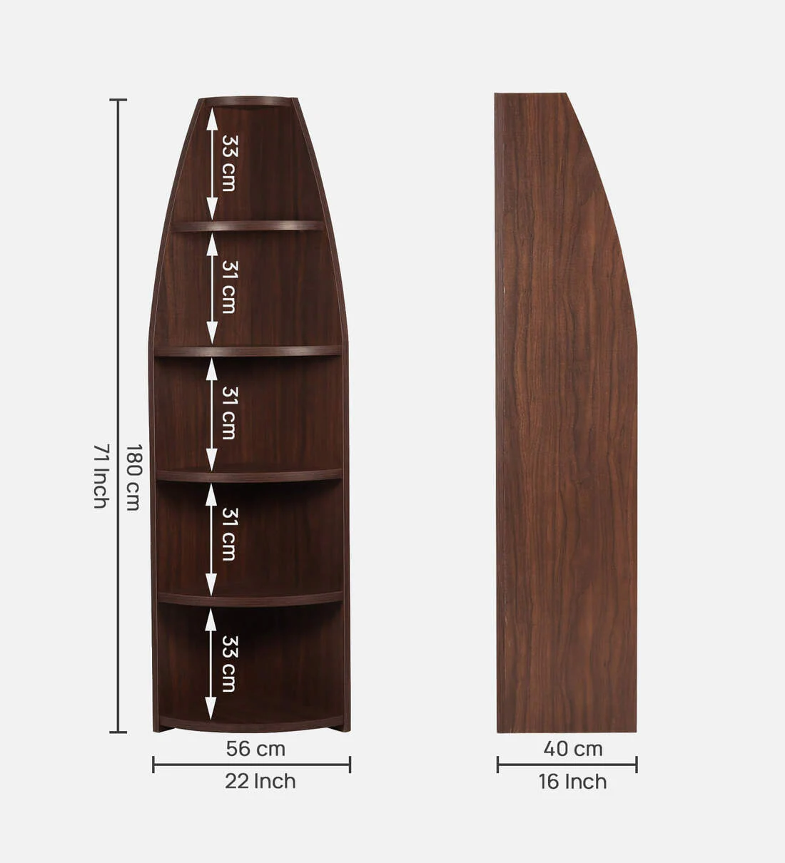 Engineered Wood Handmade Bookshelf Rack for Library Home or Office Spiced Acacia (6-Feet) - Image 2