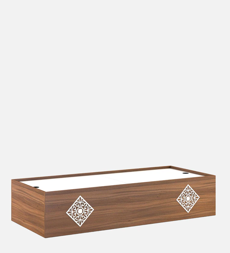 Exotic Printed Design Handmade Rectangular Teak Wood Diwan Bed with Storage for Living Room Bedroom - Image 2