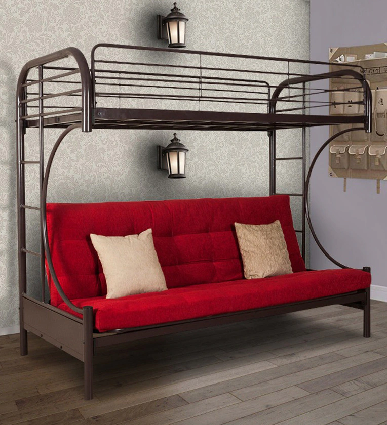 Bucharest Heavy-Duty Metal Bunk Bed for Adults, Space-Saving Modern Design with Safety Rails, Sturdy Frame, ( Red )