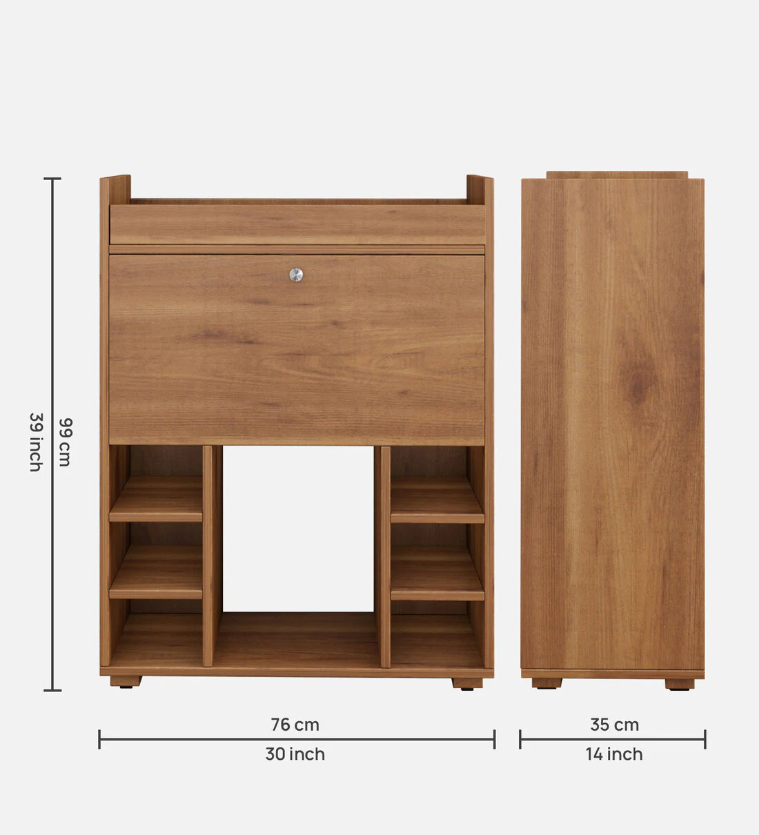 Olga Handmade Teak Wood Bar Cabinet Stylish Liquor and Wine Storage Cabinet for Glasses and Bottles Modern Rustic Design (Knottywood Finish) - Image 4