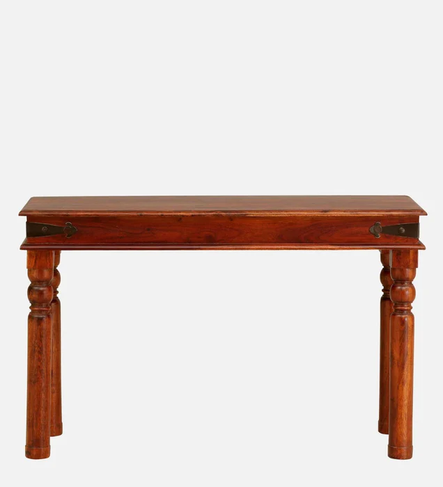 Entryway Vintage Teak Wood Console Table Plain Top ( Brown ) - Image 5