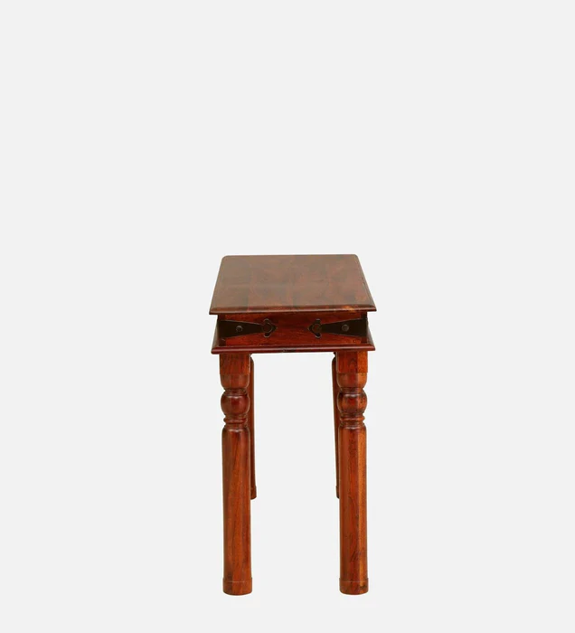 Entryway Vintage Teak Wood Console Table Plain Top ( Brown ) - Image 4