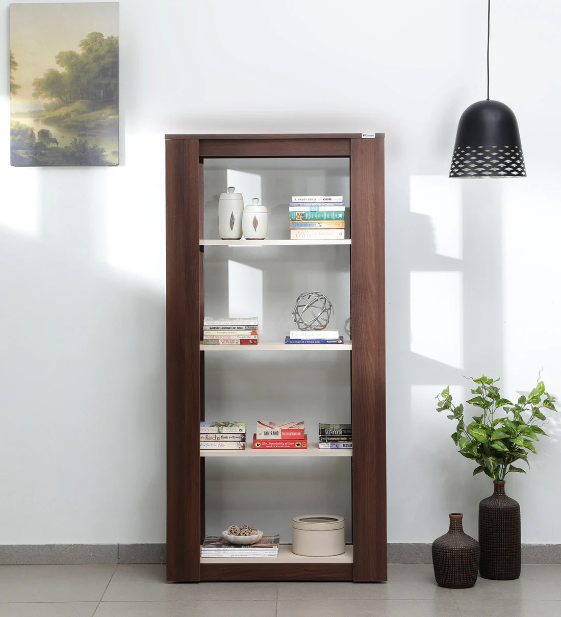 Pamir Engineered Wood Handmade Bookshelf Rack for Library Home or Office (Dark and Light Acacia Finish)