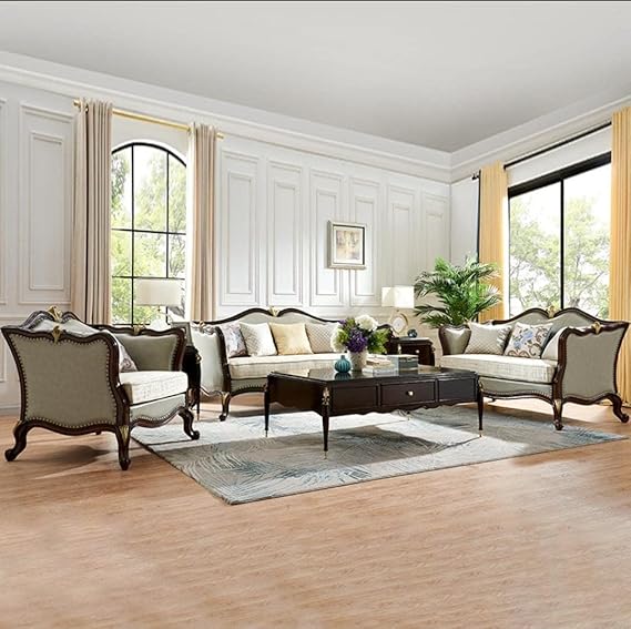 Antique Teak Wood Sofa Set with Centre Table in Wood Carving Work and (Best Sofa for Living Room