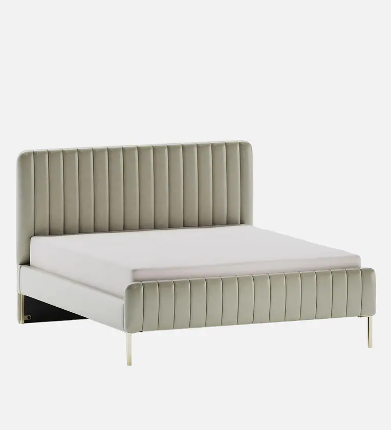 Seana Luxury Teak Wood Upholstery King Size Bed for Modern Bedroom (Metal Legs) - Image 3