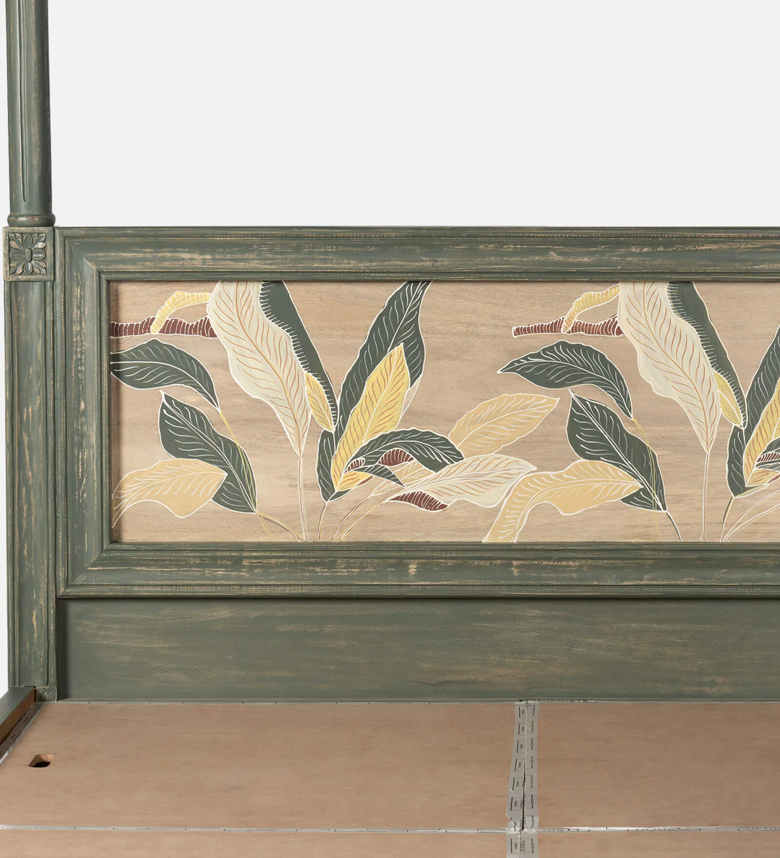 Serene Royal Handmade Teak Wood Poster Bed with Storage and 2 Elegant Bedside Tables - Image 6