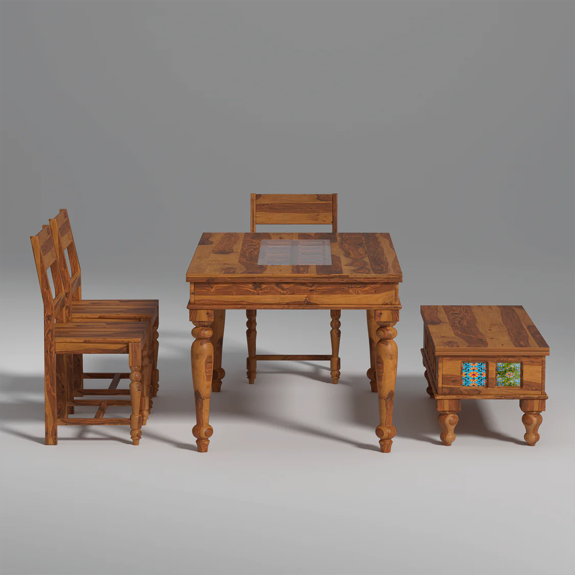 Reddish Handmade Teak Wood 6 Seater Rectangular Dining Table Set Elegant Solid Wood Dining for Kitchen and Dining Room - Image 4