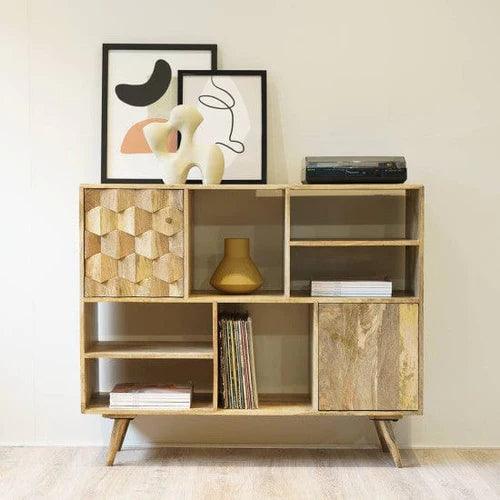 Glaze Mango Wood Sideboard Cabinet with 6 Racks & 1 Door