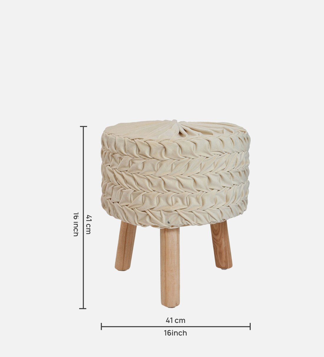 Smocking Soft Upholstery Pouffe & Ottoman Stools Versatile Decorative Seating & Footrest for Living Room, Bedroom (Cream) - Image 3