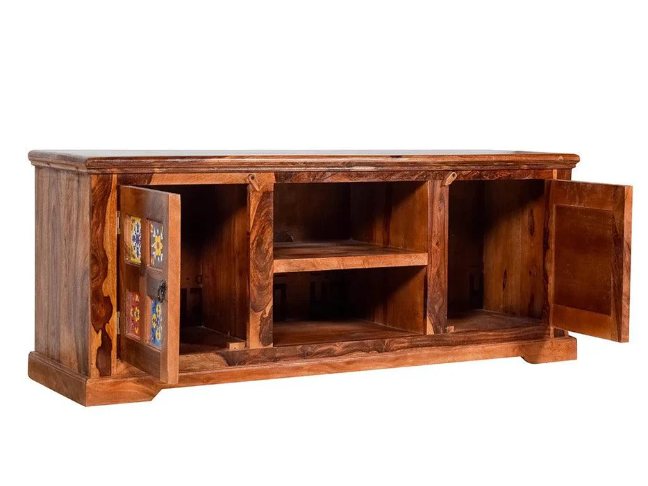 Woee Sheesham Wood Tile Design TV Cabinet - Image 5