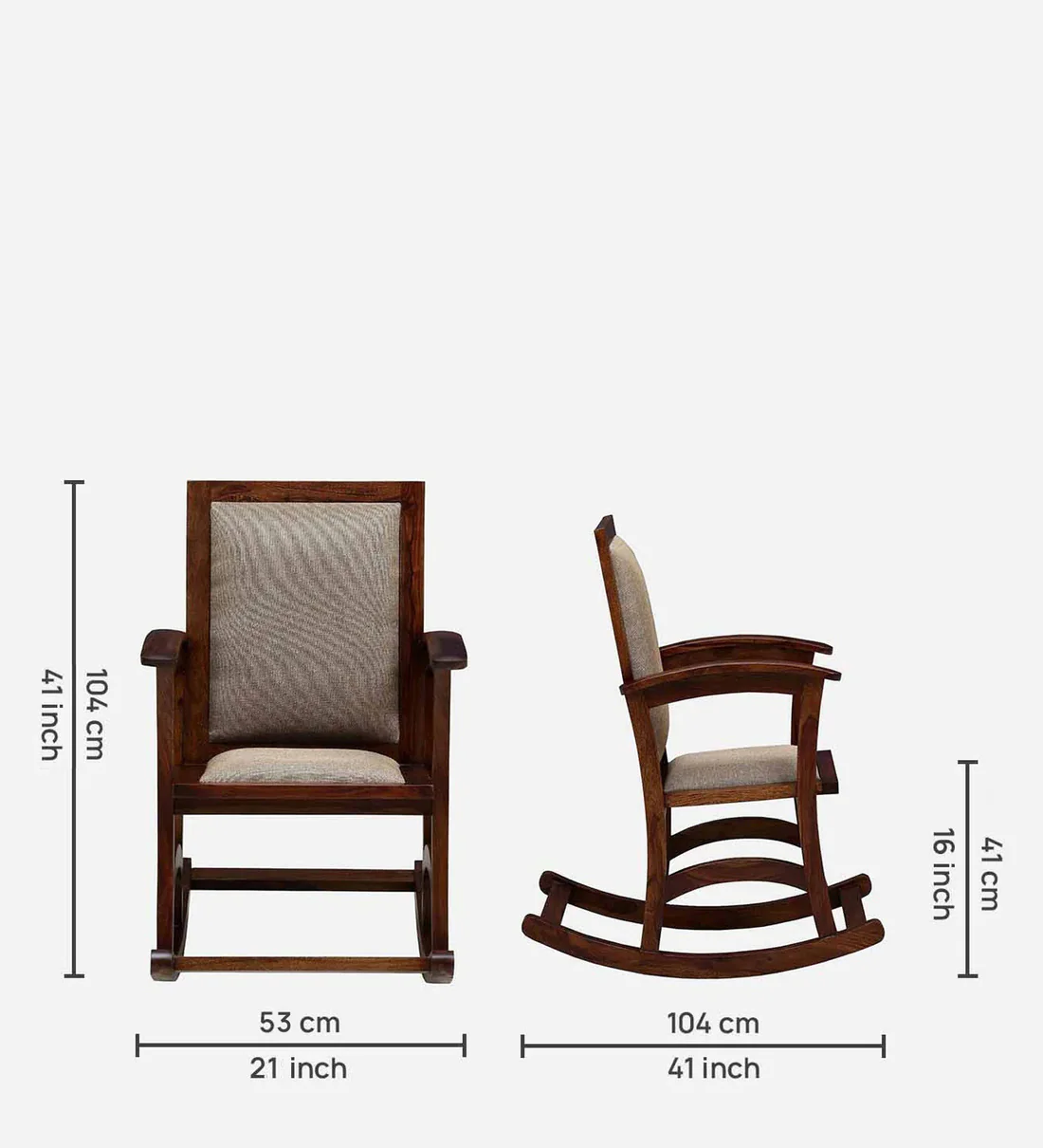 Tucson Handmade Teak Wood Rocking Chair for Living Room Seating (Teak Finish) - Image 3