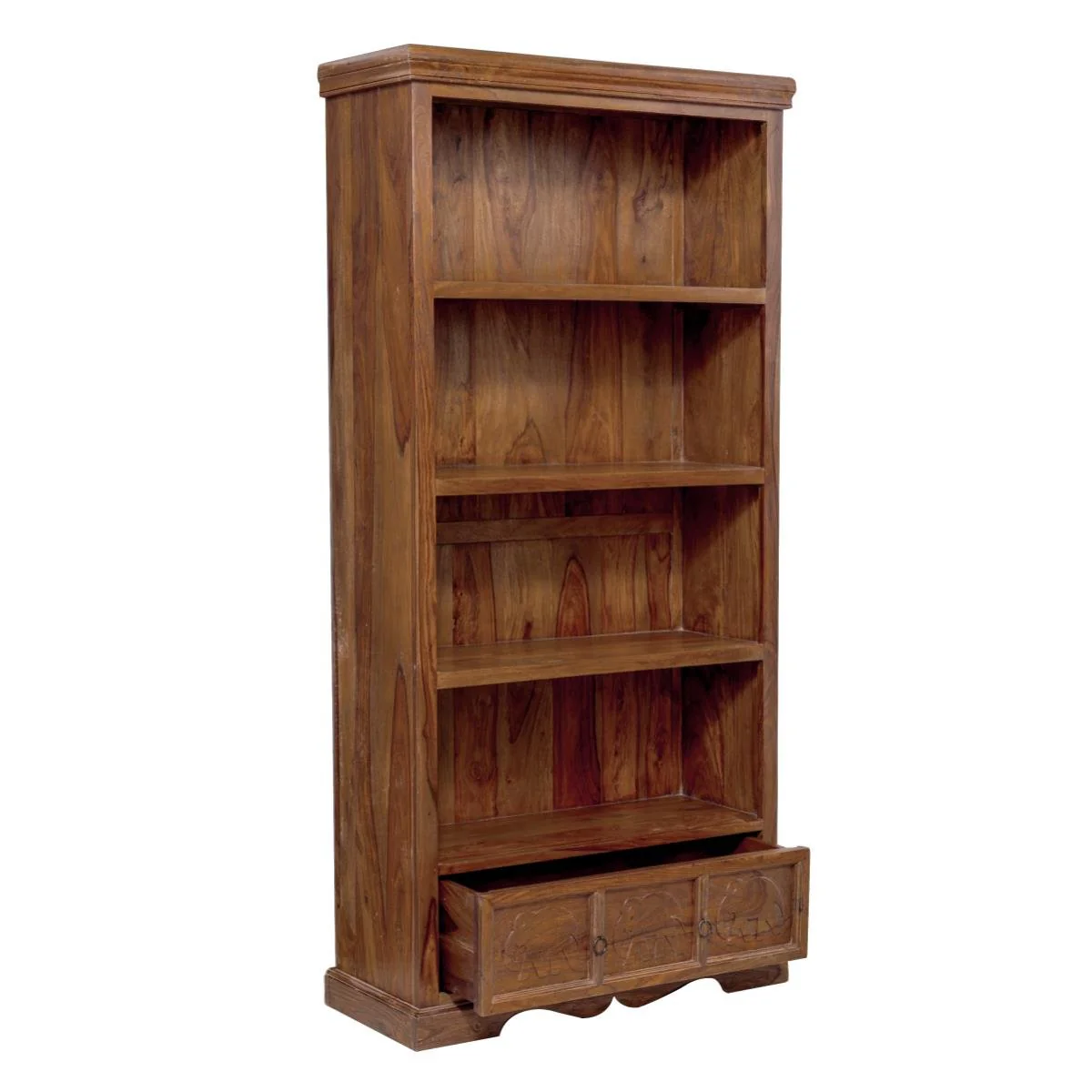 Elephant Handmade Teak Wood Bookshelf Rack for Library Home or Office ( Honey Finish )