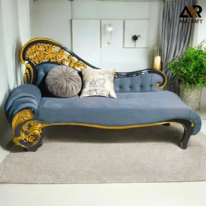 Royal Luxury Chaise Lounge Sofa In Gold Finish